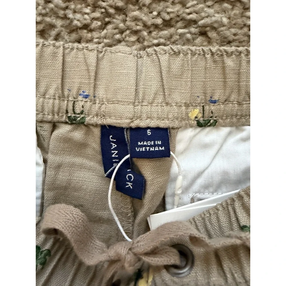 Janie and Jack Boys Linen Blend Khaki Pants Palm Trees Size 6 Slim Fit New W Tag